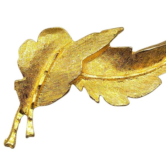 Dubarry Fifth Ave Double Leaf Brooch Textured Gold Vintage DBA High Collectible - Picture 8 of 8